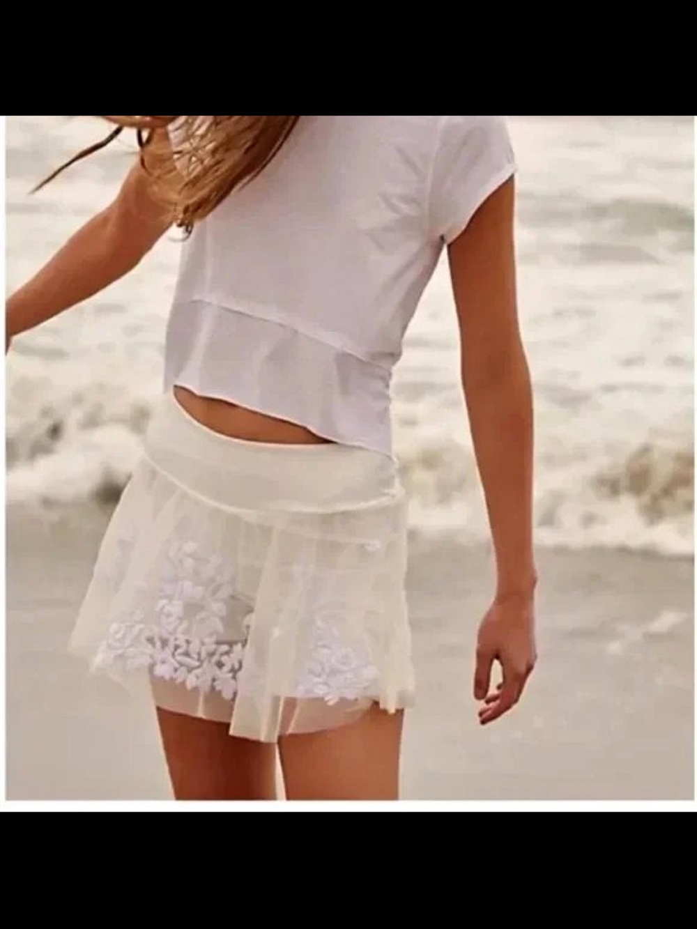 Women’s White Embroidered Mesh/lace skort from Free People
